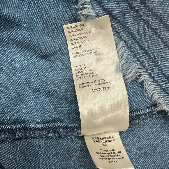 Pilcro Anthorpologie Chambray Smock Shirt Dress Womens Large Ruffle Cottage Boho - Picture 10 of 11